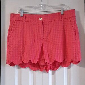 Crown & Ivy Shelby Chino Fushia Pink Scallop Shorts Size 12
